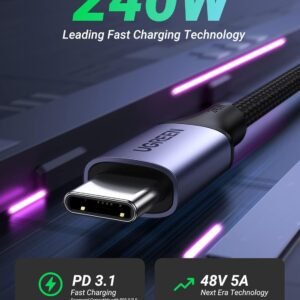 UGREEN US535 90440 240W USB-C to USB-C, 480MBs,  PD Fast Charging Cable 5A Max Space Gray 2m