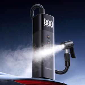 UGREEN Tyre Inflator Portable Air Pump 150PSI/10.3BAR DC 12V Air Compressor with LED Light, Tire Pressure Detection for Car, Bike, Motorcycle, Ball, Air Mattress, Pool Toys CD259 35573