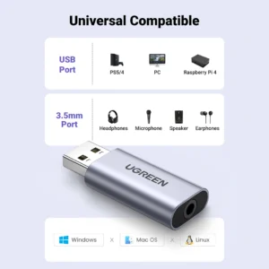 UGREEN USB External Stereo Sound Adapter CM383 80864