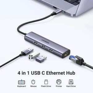 UGREEN CM475 20915 USB 3.0  to USB 3.0 Hub (3 Ports) + Gigabit Ethernet 4 In 1 Hub