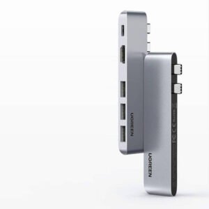 UGREEN multifunctional 5 IN 1 Dual USB-C HUB to USB Type C PD, HDMI 4K @ 30 Hz , 3x USB 3.0 for MacBook Pro CM251 60559